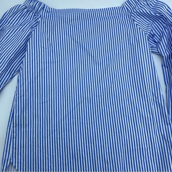 J.O.A. Blue and White Striped Off-the-shoulder Blouse - Picture 4 of 6